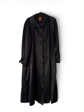 Vintage Fox Run Trench Coat Black Long Belted Yugoslavia Greenleaf Lodico 50s